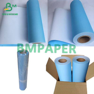 80gm کاغذ چاپگر جوهر آمیزی یک طرف آبی، یک طرف سفید 880mm X 50m 100m 150m رول هسته 2&quot;