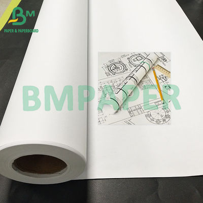 20LB 24&quot;×150&quot; CAD INK JET ROLLS Bond سفید 80gsm کاغذ نقشه برای کاغذ مهندسی
