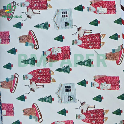 60gm چاپی سفارشی هدیه کریسمس بسته بندی کاغذ بسته بندی رول 43cm x 300 cm