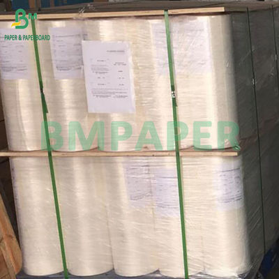 40-60gm یک طرفی کاغذ شیشه ای درخشان برای برچسب کاغذ پشت سفید زرد آبی