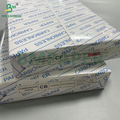 کاغذ کربن‌لس روشن سفید CB CF با گرماژ 60 گرم بر متر مربع، سایز 216 در 279 میلی‌متر برای پرینت لیزری